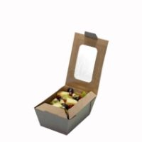 Small Kraft Bioflute Mealbox Hinged with Window 6x4" x 450