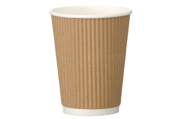 12oz Kraft Ripple Wall Hot Cup Recyclable (PE Lined) x 500